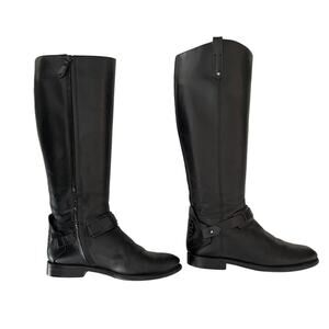 Tory Burch Colton Galleon Black Leather Riding Boot Size 7.5